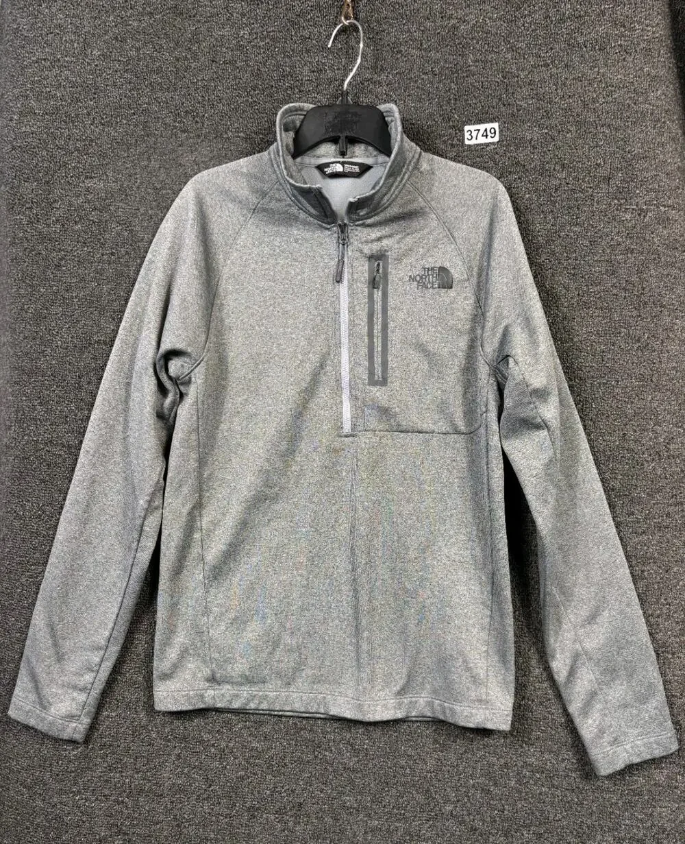 The North Face Sweatshirt Men’s S Gray Striped 1/4 Zip Pullover Fleece Outdoors